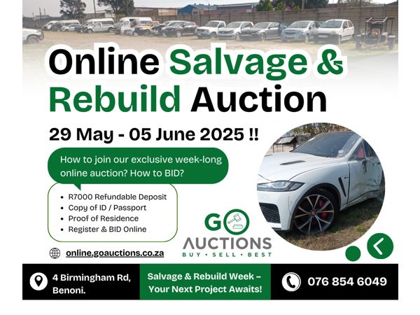 Online Salvage & Rebuild Auction 29 May - 05 June